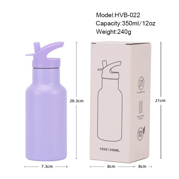 350ml Sports Thermos Cup With Handle And Straw,Double Vacuum Flasks,Portable Outdoor Drinkware,Mini Stainless Steel Water Bottle 5