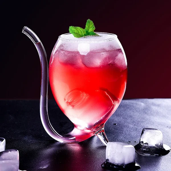 1Pcs 300ml Heat Resistant Sucking Juice Milk Drinking Tube Straw Cup Creative Wine Glass Wine Whiskey Glass Drinkware 2