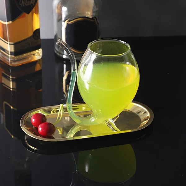 1Pcs 300ml Heat Resistant Sucking Juice Milk Drinking Tube Straw Cup Creative Wine Glass Wine Whiskey Glass Drinkware 4