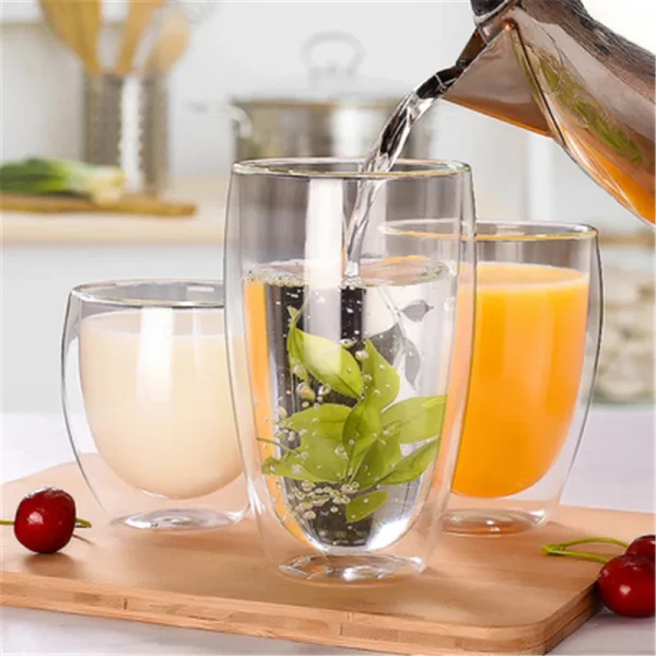 Heat-resistant 80/250/350/450ml Double Wall Glass Cup Beer Coffee Cups Handmade Healthy Drink Mug Tea Mugs Transparent Drinkware 2