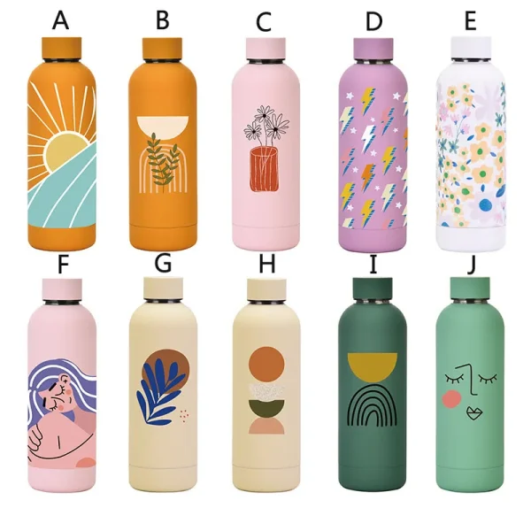 500ml Sports Thermos Cup For Camping Travel,Stainless Steel Vacuum Flasks,Drinkware,American Small Mouth Outdoor Water Bottle 2