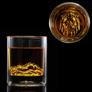 Mighty Male Lion Head Double Walled Whiskey Glass Creative Cocktail Cup Bar  Wine Glasses Tumbler Drinkware Beer Mugs Barware 1