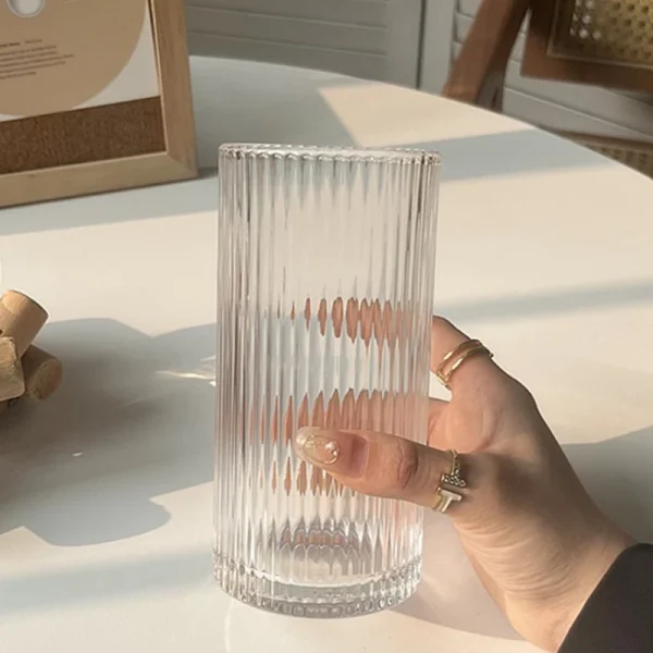 2pcs Set 12.4oz 360ml Large Capacity Striped Cocktail Glass Transparent Drinkware Fashionable Juice Coffee Mugs Home Accessories 3