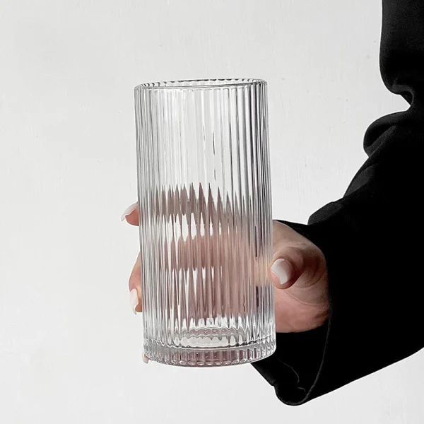 2pcs Set 12.4oz 360ml Large Capacity Striped Cocktail Glass Transparent Drinkware Fashionable Juice Coffee Mugs Home Accessories 5