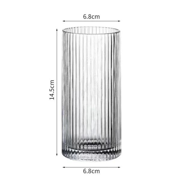 2pcs Set 12.4oz 360ml Large Capacity Striped Cocktail Glass Transparent Drinkware Fashionable Juice Coffee Mugs Home Accessories 6