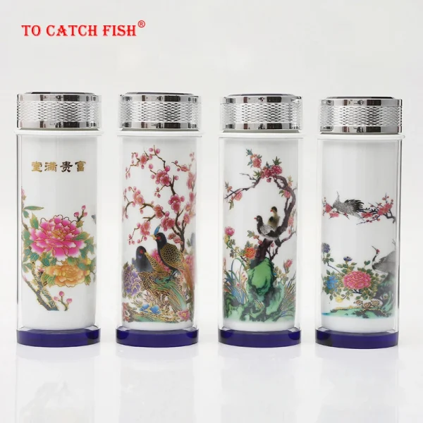 Creative ceramic color-changing Vacuum Flasks mug,Double liner tea cup fashionable Drinkware Chinese business Vacuum Flasks Cup 1