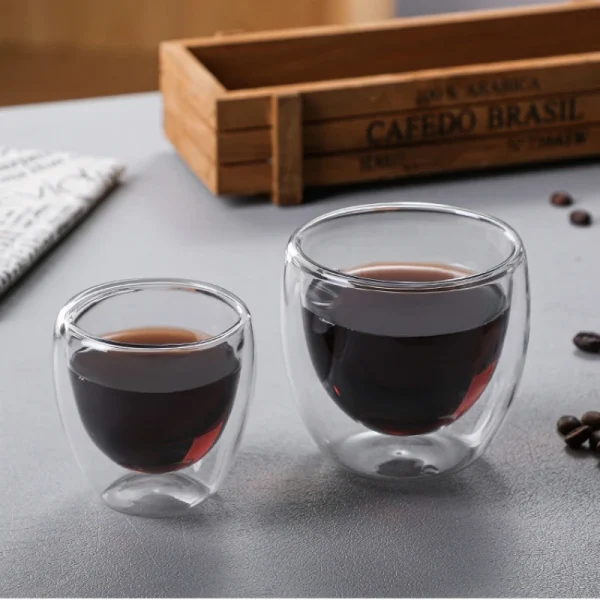 80ML/150ML 2-18PCS Double Wall Glass Kung Fu Tea Cup Transparent Coffee Milk Water Mug High Borosilicate Glass Drinkware Tea Set 1