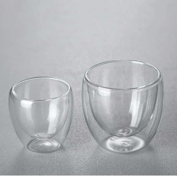 80ML/150ML 2-18PCS Double Wall Glass Kung Fu Tea Cup Transparent Coffee Milk Water Mug High Borosilicate Glass Drinkware Tea Set 2