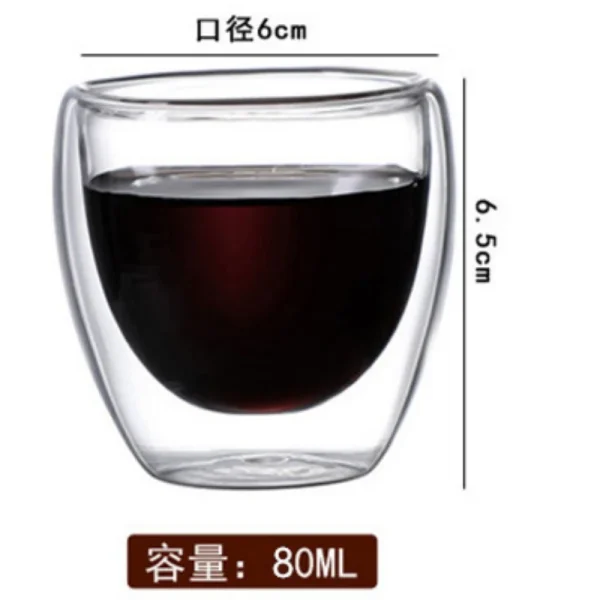 80ML/150ML 2-18PCS Double Wall Glass Kung Fu Tea Cup Transparent Coffee Milk Water Mug High Borosilicate Glass Drinkware Tea Set 3