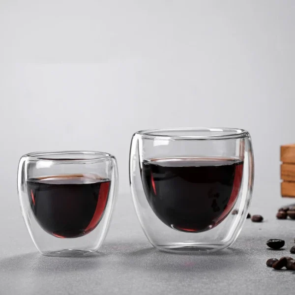 80ML/150ML 2-18PCS Double Wall Glass Kung Fu Tea Cup Transparent Coffee Milk Water Mug High Borosilicate Glass Drinkware Tea Set 4