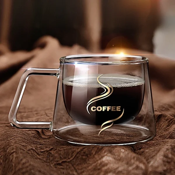 200ml Double Bottom Glass Coffee Cup Milk Whiskey Tea Beer Heat Resistant Cocktail Vodka Wine Mug Drinkware Tumbler Cups 1