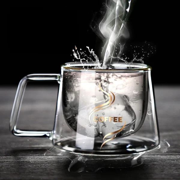 200ml Double Bottom Glass Coffee Cup Milk Whiskey Tea Beer Heat Resistant Cocktail Vodka Wine Mug Drinkware Tumbler Cups 2
