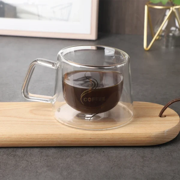 200ml Double Bottom Glass Coffee Cup Milk Whiskey Tea Beer Heat Resistant Cocktail Vodka Wine Mug Drinkware Tumbler Cups 4