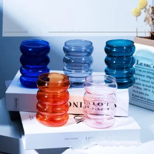 Creative Glass Cup Heat-resistant Tumbler Drinkware Tea Juice Milk Coffee Mug Home Water Glasses Ripple Mug 250ml 1