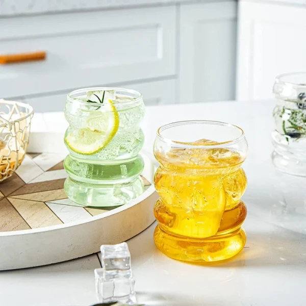 Creative Glass Cup Heat-resistant Tumbler Drinkware Tea Juice Milk Coffee Mug Home Water Glasses Ripple Mug 250ml 4