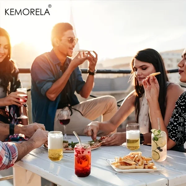 KEMORELA 1/4 Set Glass Cup With Lid and Without Cover Straw Transparent Bubble Tea Cup Glass Beer Can Milk Mocha Mug Drinkware 2