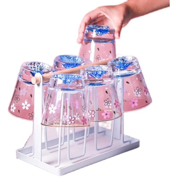 Creative Sakura Mount Fuji Glass Tea Cup Mug Wineglass Clean Glasses With Double Bottom Cold Drink Juice Milk Cups Drinkware New 6