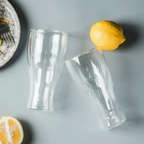 Wine Glass Mug Double Wall Mugs Beer Wine Glasses Insulated Transparent Glass Mugs Drinkware Water Cup Tea Cup 3