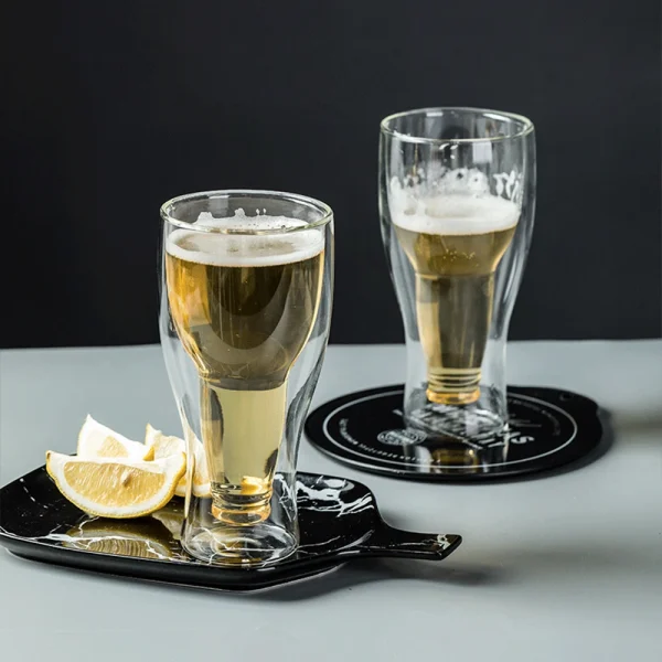 Wine Glass Mug Double Wall Mugs Beer Wine Glasses Insulated Transparent Glass Mugs Drinkware Water Cup Tea Cup 4
