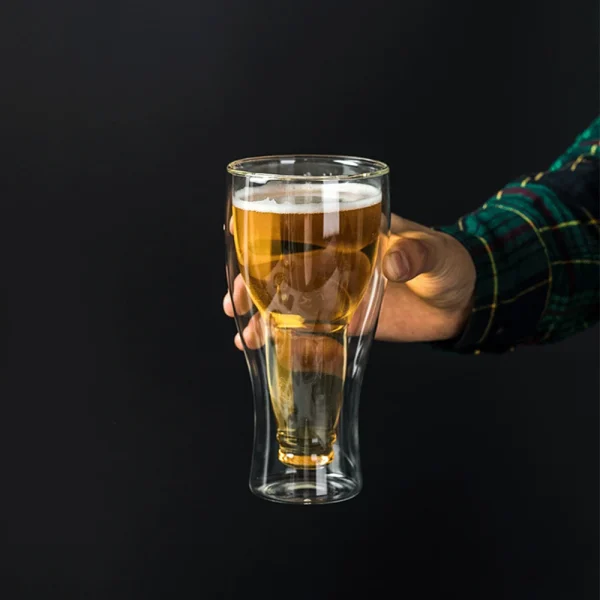Wine Glass Mug Double Wall Mugs Beer Wine Glasses Insulated Transparent Glass Mugs Drinkware Water Cup Tea Cup 5