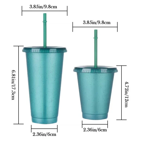 480/700ML Sequin Glitter Straw Cup Plastic Cup with Lids and Straws Reusable Coffee Cups Mugs Bubble Tea Cup Party Bar Drinkware 6