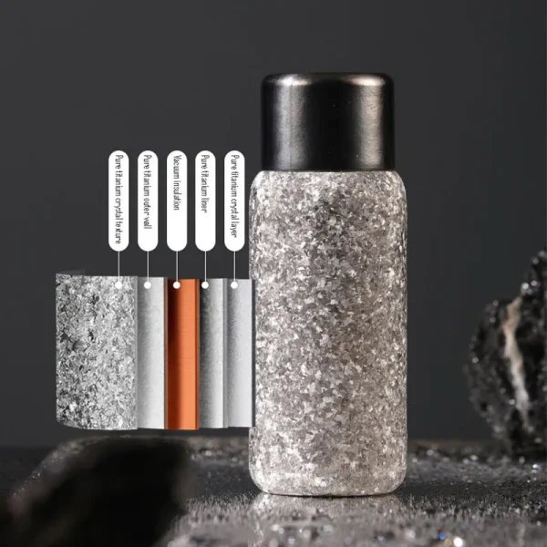 450/600ml Thermos Cup With Bounce Cap For Travel Car,Double-layer Pure Titanium Vacuum Flasks Drinkware,Portable Water Bottle 5
