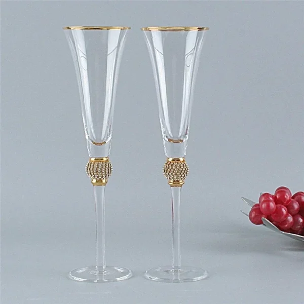 2Pcs 200ml Phnom Penh Champagne Glasses Inlaid Diamond Wine Glass Weddeing Party Crystal Goblet Cocktail Glass Drinkware Gifts 2