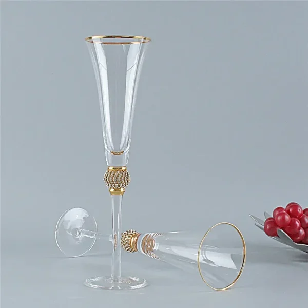 2Pcs 200ml Phnom Penh Champagne Glasses Inlaid Diamond Wine Glass Weddeing Party Crystal Goblet Cocktail Glass Drinkware Gifts 3