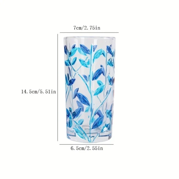 1pc 320ml Colorful Leaf Pattern Drinking Glass Perfect for Iced Coffee Juice and Beer Birthday Gift Winter and Summer Drinkware 6