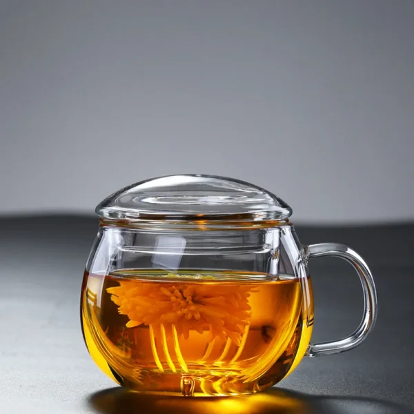 Glass Tea Infuser Cup Teacup Heat Resistant Explosion Proof Tea Infuser Milk Rose Flower Mug Office Tea Mug Drinkware 350ml 1