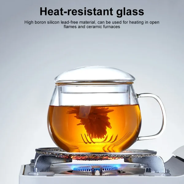 Glass Tea Infuser Cup Teacup Heat Resistant Explosion Proof Tea Infuser Milk Rose Flower Mug Office Tea Mug Drinkware 350ml 2