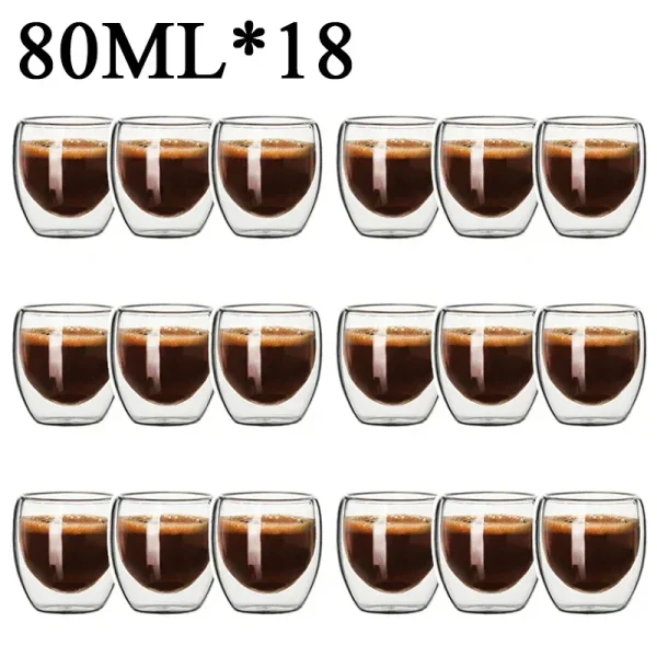2-18PCS Double Wall High Borosilicate Glass Mug Heat Resistant Tea Milk Juice Coffee Water Cup Bar Drinkware Gift Creativity Set 2