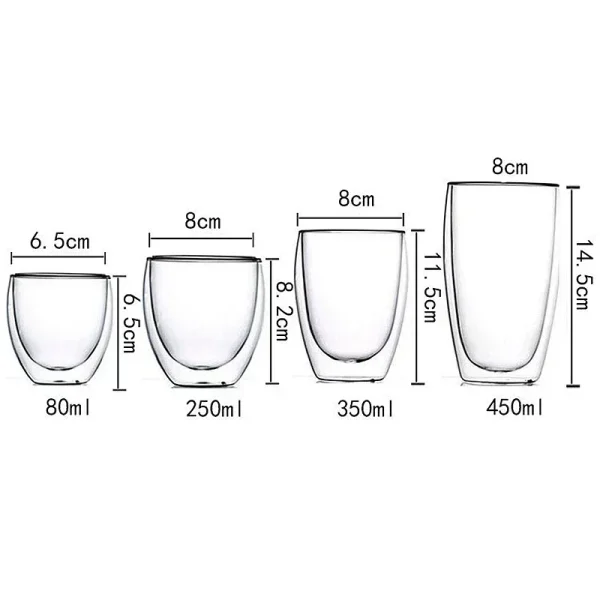 2-18PCS Double Wall High Borosilicate Glass Mug Heat Resistant Tea Milk Juice Coffee Water Cup Bar Drinkware Gift Creativity Set 6