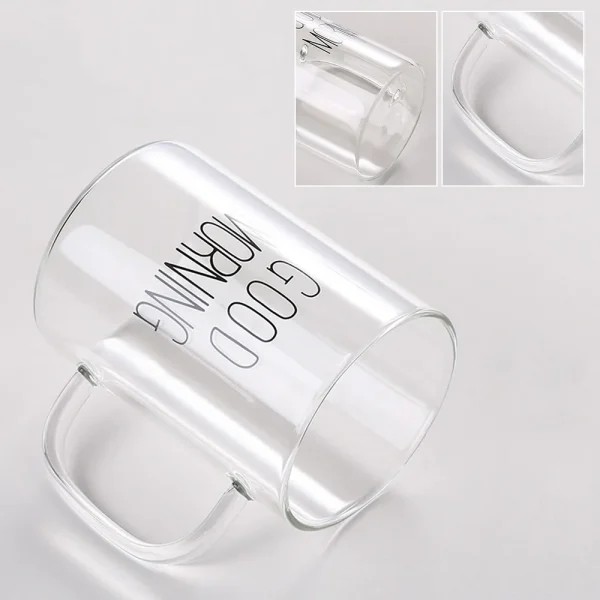 400ML Letter Printed Glass Cup Transparent Coffee Mug Teacup Creative Dessert Breakfast Cup Iced Juice Drink Cup Home Drinkware 4