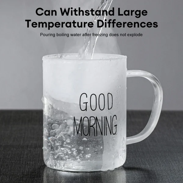 400ML Letter Printed Glass Cup Transparent Coffee Mug Teacup Creative Dessert Breakfast Cup Iced Juice Drink Cup Home Drinkware 5