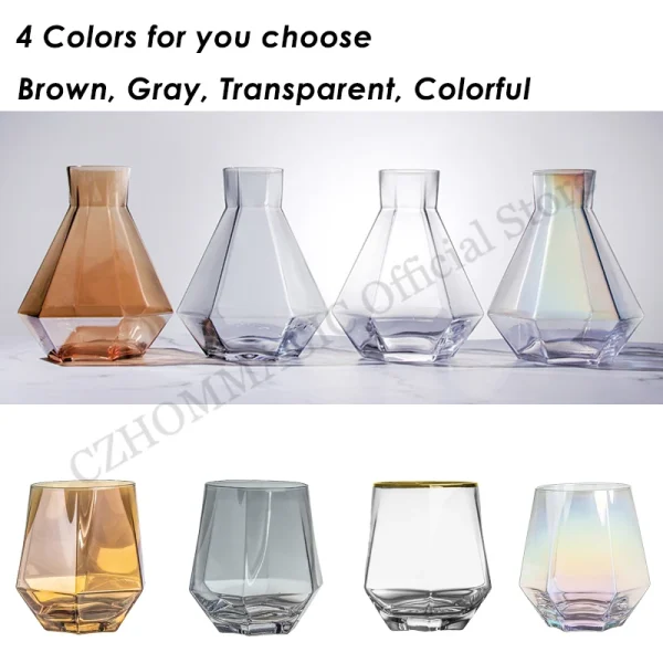 Luxury Diamond Shape Crystal Glass Water Kettle Cup Set Clear Diamond Cold Water Jug Juice Beverage Pitcher Jugs Home Drinkware 5