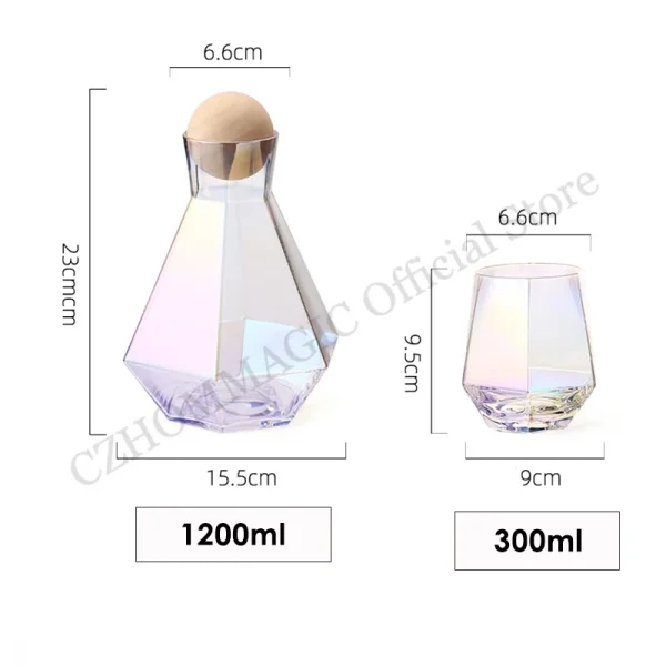 Luxury Diamond Shape Crystal Glass Water Kettle Cup Set Clear Diamond Cold Water Jug Juice Beverage Pitcher Jugs Home Drinkware 6