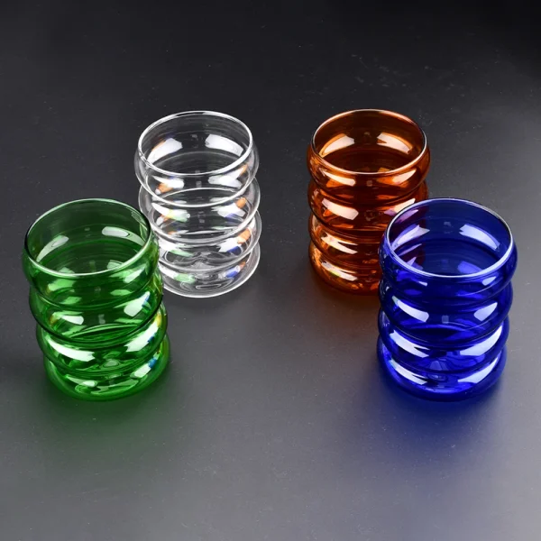 Creative Glass Cup Wave Shape Water Bottle Heat Resistant Juice Milk Coffee Milk Tea Mug Home Office Cafe Drinkware Gift 300ml 1