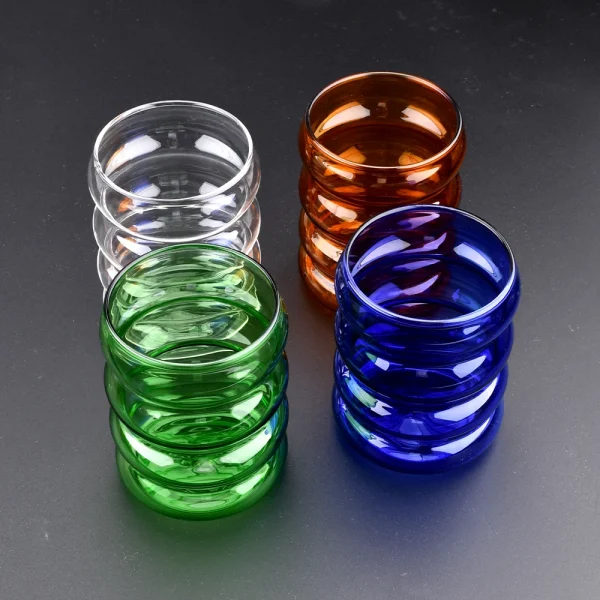 Creative Glass Cup Wave Shape Water Bottle Heat Resistant Juice Milk Coffee Milk Tea Mug Home Office Cafe Drinkware Gift 300ml 2