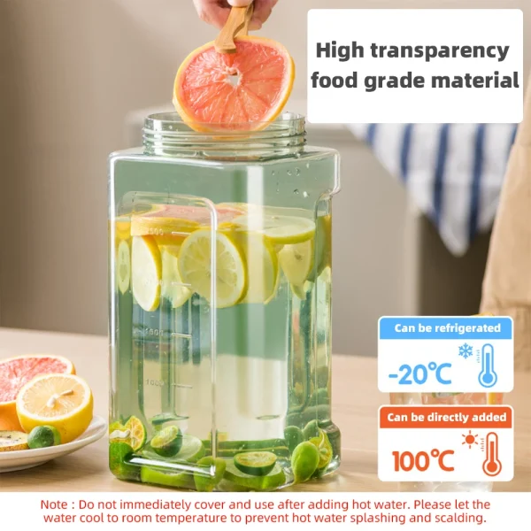 3.5L Water Kettle with Faucet Refrigerator Cold Water Bottle Fruit Drink Dispensers for Party Kitchen Drinkware Juice Container 4