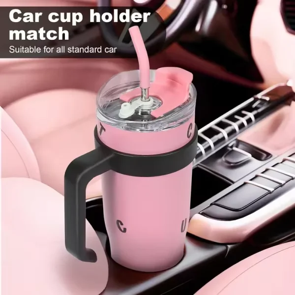 Embossed Flower Pot Big Mac Cold Insulation Cup 1200ML Stainless Steel Vacuum 40OZ Thermos Cup Travel Large Ice Cup Drinkware 2