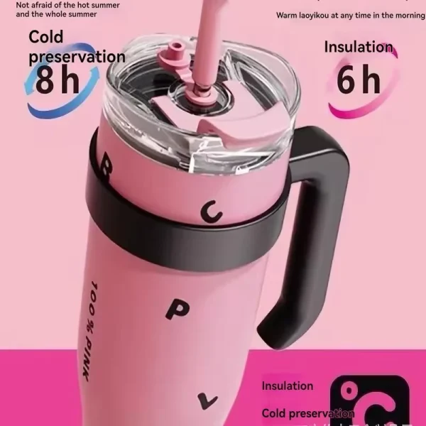 Embossed Flower Pot Big Mac Cold Insulation Cup 1200ML Stainless Steel Vacuum 40OZ Thermos Cup Travel Large Ice Cup Drinkware 3