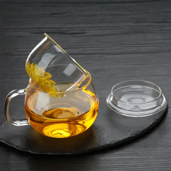 350ML Glass Tea Cup with Filter & Lid Heat Resistant Flower Teacup Coffee Milk Beer Mug Tea Infuser Cup Home Office Drinkware 2
