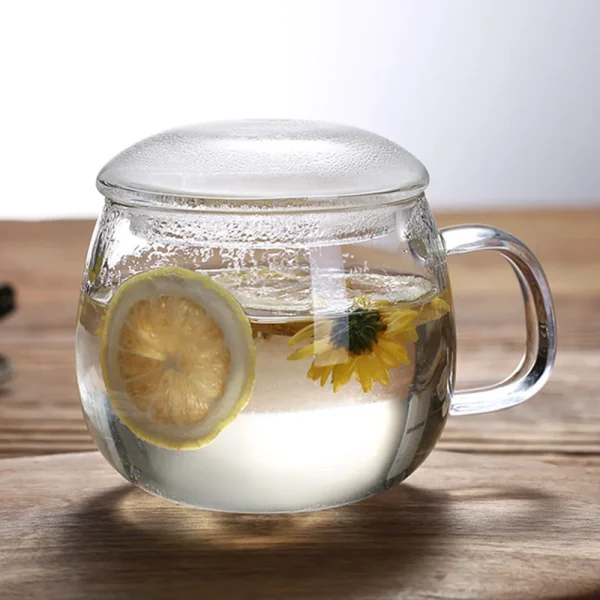 350ML Glass Tea Cup with Filter & Lid Heat Resistant Flower Teacup Coffee Milk Beer Mug Tea Infuser Cup Home Office Drinkware 4
