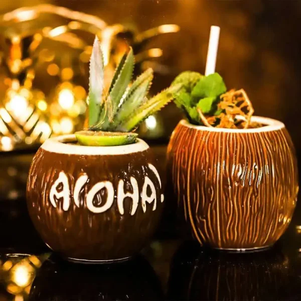 Coconut TIKI Mug Hawaiian Bar Decor Drinkware Ceramic Cocktail Glass Tropic Amorous Feelings Beach Party Mug Cup Beer Steins 1