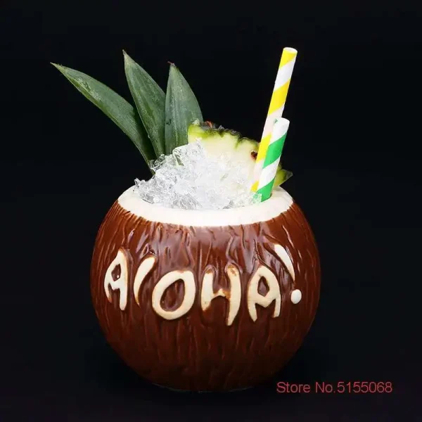 Coconut TIKI Mug Hawaiian Bar Decor Drinkware Ceramic Cocktail Glass Tropic Amorous Feelings Beach Party Mug Cup Beer Steins 5