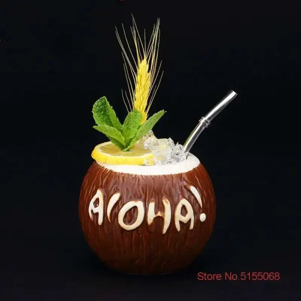 Coconut TIKI Mug Hawaiian Bar Decor Drinkware Ceramic Cocktail Glass Tropic Amorous Feelings Beach Party Mug Cup Beer Steins 6