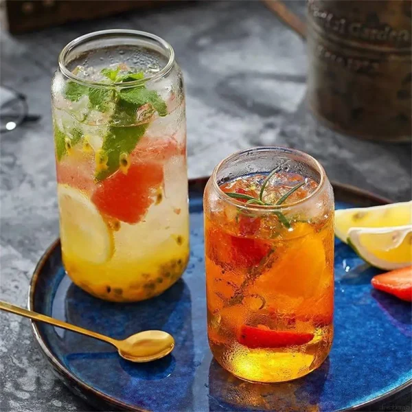 350/550ml Creative Glass Cup Can Shape Tea Juice Milk Coffee Mug Wine Glass Drink Cup High Borosilicate Glass Durable Drinkware 2