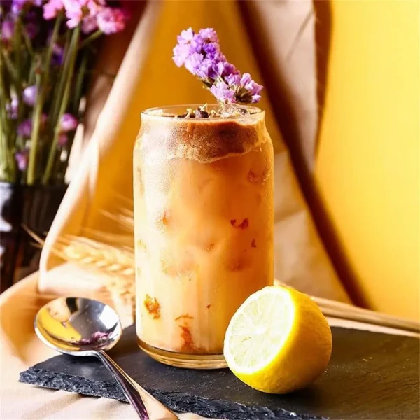 350/550ml Creative Glass Cup Can Shape Tea Juice Milk Coffee Mug Wine Glass Drink Cup High Borosilicate Glass Durable Drinkware 4