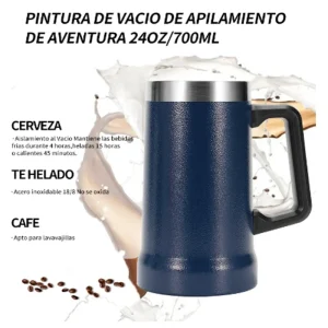 2024 NEW 709ml Inox Thermal Mug For Beer 4 hours ice cold Large capacity handle beer mug 304 stainless steel thermos 1